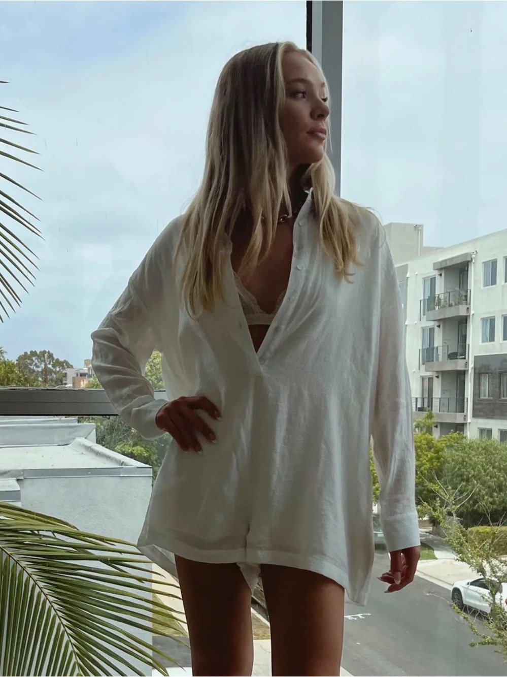 12th Tribe Barcelona White Button Up Romper